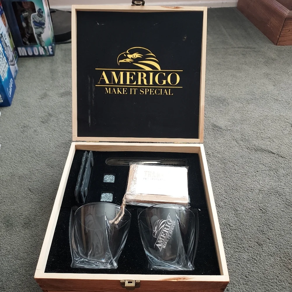 Amerigo Make It Special Whiskey Glasses Granite Ice Cube Stones Bar Happy Hour